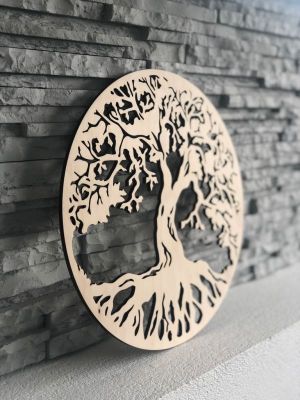 Wand Holzdeko - Baum des Lebens Typ 1 | Durchmesser: 30cm, Durchmesser: 50cm